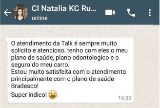 Conversa com a cliente Natália